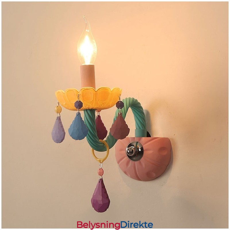 Macaron 1 Lys Flerkrystalllys Retro Glassvegglampe Til Barnerom Barnesoverom