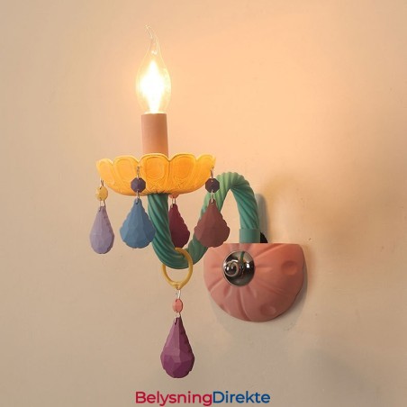 Macaron 1 Lys Flerkrystalllys Retro Glassvegglampe Til Barnerom Barnesoverom