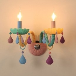 Macaron 2-Lyss Krystalllys Retro Glassvegglampe Til Barnerom Barnesoverom