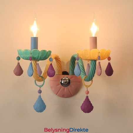 Macaron 2-Lyss Krystalllys Retro Glassvegglampe Til Barnerom Barnesoverom
