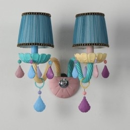 Macaron 2-Lyss Krystalllys Retro Glassvegglampe Til Barnerom Barnesoverom