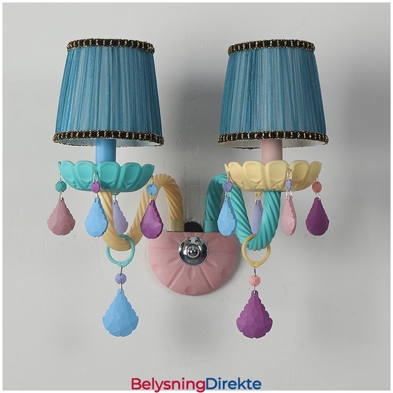 Macaron 2-Lyss Krystalllys Retro Glassvegglampe Til Barnerom Barnesoverom