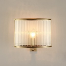 Luksuriøs Rustikk Retro Vintage Vegglampe Med 1 Lys Og Glassskjerm I Ren Messing
