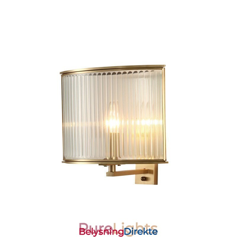 Luksuriøs Rustikk Retro Vintage Vegglampe Med 1 Lys Og Glassskjerm I Ren Messing