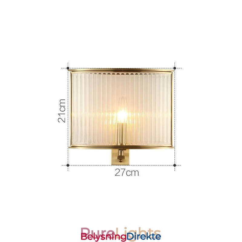 Luksuriøs Rustikk Retro Vintage Vegglampe Med 1 Lys Og Glassskjerm I Ren Messing