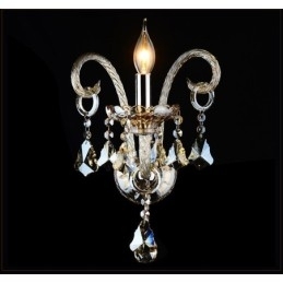 1 Lys Matchende Konjakkfarget K9 Krystalllys Retro Glassvegglampe