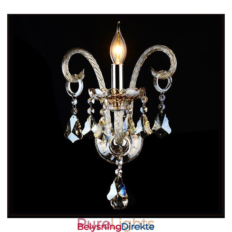 1 Lys Matchende Konjakkfarget K9 Krystalllys Retro Glassvegglampe