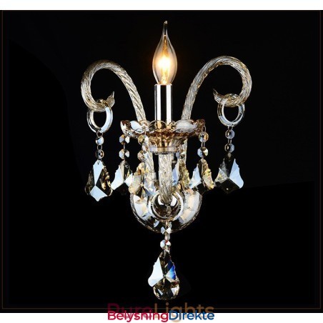 1 Lys Matchende Konjakkfarget K9 Krystalllys Retro Glassvegglampe