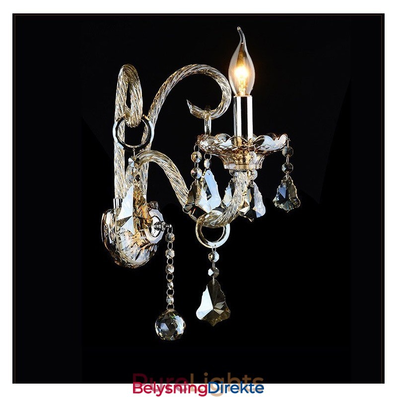 1 Lys Matchende Konjakkfarget K9 Krystalllys Retro Glassvegglampe