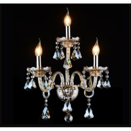 3 Lys Matchende Konjakkfarget K9 Krystalllys Retro Glassvegglampe