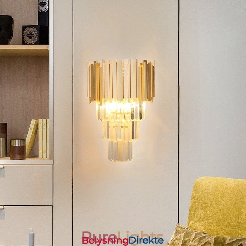 Gullmatchende Postmodern Luksuriøs K9 Krystallvegglampe Med Krystallskjerm