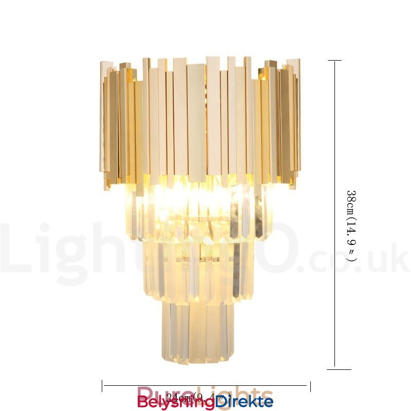 Gullmatchende Postmodern Luksuriøs K9 Krystallvegglampe Med Krystallskjerm