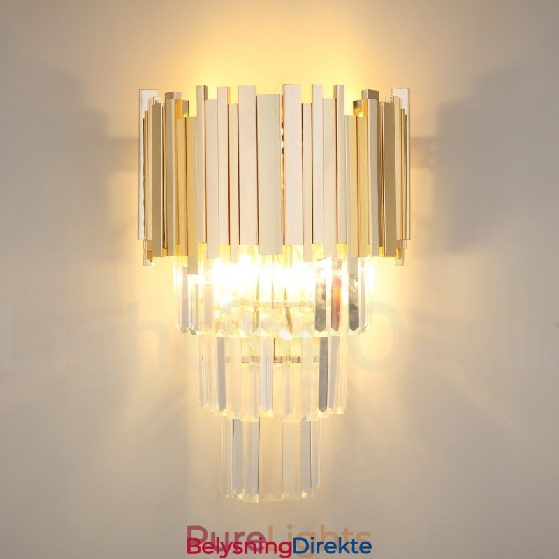 Gullmatchende Postmodern Luksuriøs K9 Krystallvegglampe Med Krystallskjerm