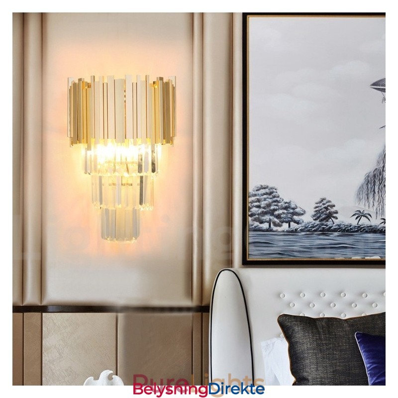Gullmatchende Postmodern Luksuriøs K9 Krystallvegglampe Med Krystallskjerm