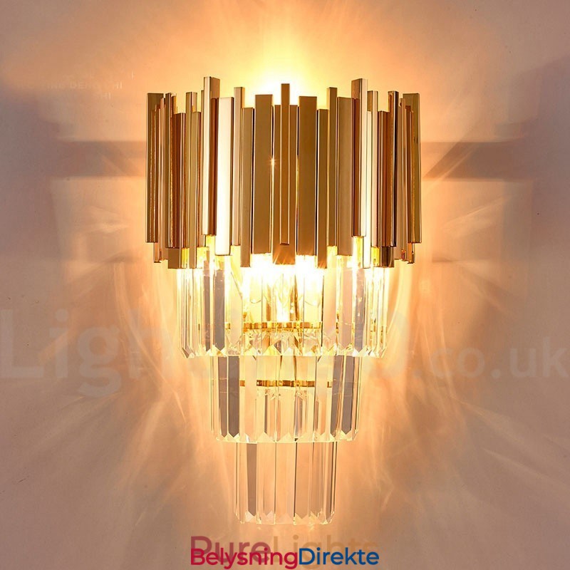 Gullmatchende Postmodern Luksuriøs K9 Krystallvegglampe Med Krystallskjerm