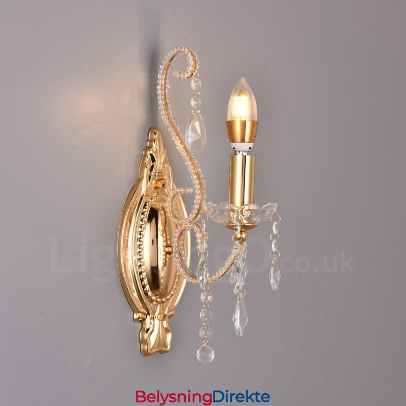 1 Lys Gullsvart Amerikansk Stil Krystallvegglampe Til Stue Spisestue Klesbutikk Kaffebutikk Hotell