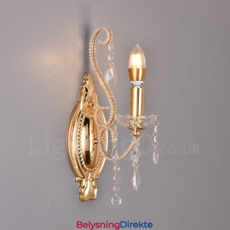 1 Lys Gullsvart Amerikansk Stil Krystallvegglampe Til Stue Spisestue Klesbutikk Kaffebutikk Hotell