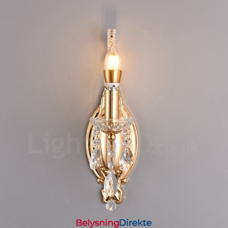 1 Lys Gullsvart Amerikansk Stil Krystallvegglampe Til Stue Spisestue Klesbutikk Kaffebutikk Hotell