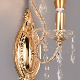 1 Lys Gullsvart Amerikansk Stil Krystallvegglampe Til Stue Spisestue Klesbutikk Kaffebutikk Hotell