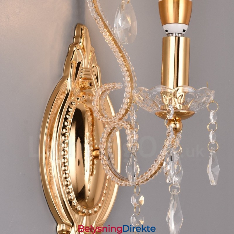 1 Lys Gullsvart Amerikansk Stil Krystallvegglampe Til Stue Spisestue Klesbutikk Kaffebutikk Hotell