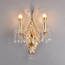 2 Lys Gullsvart Amerikansk Stil Krystallvegglampe Til Stue Spisestue Klesbutikk Kaffebutikk Hotell