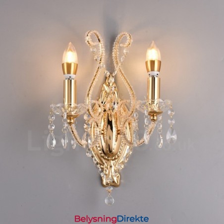 2 Lys Gullsvart Amerikansk Stil Krystallvegglampe Til Stue Spisestue Klesbutikk Kaffebutikk Hotell