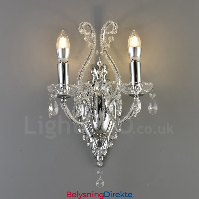 2 Lys Gullsvart Amerikansk Stil Krystallvegglampe Til Stue Spisestue Klesbutikk Kaffebutikk Hotell