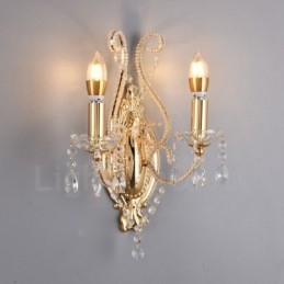 2 Lys Gullsvart Amerikansk Stil Krystallvegglampe Til Stue Spisestue Klesbutikk Kaffebutikk Hotell