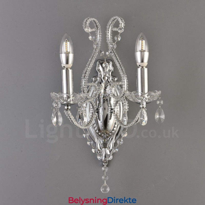 2 Lys Gullsvart Amerikansk Stil Krystallvegglampe Til Stue Spisestue Klesbutikk Kaffebutikk Hotell