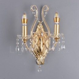 2 Lys Gullsvart Amerikansk Stil Krystallvegglampe Til Stue Spisestue Klesbutikk Kaffebutikk Hotell