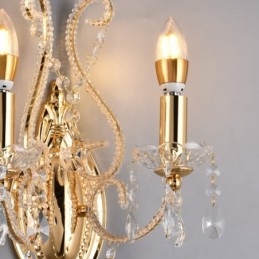 2 Lys Gullsvart Amerikansk Stil Krystallvegglampe Til Stue Spisestue Klesbutikk Kaffebutikk Hotell