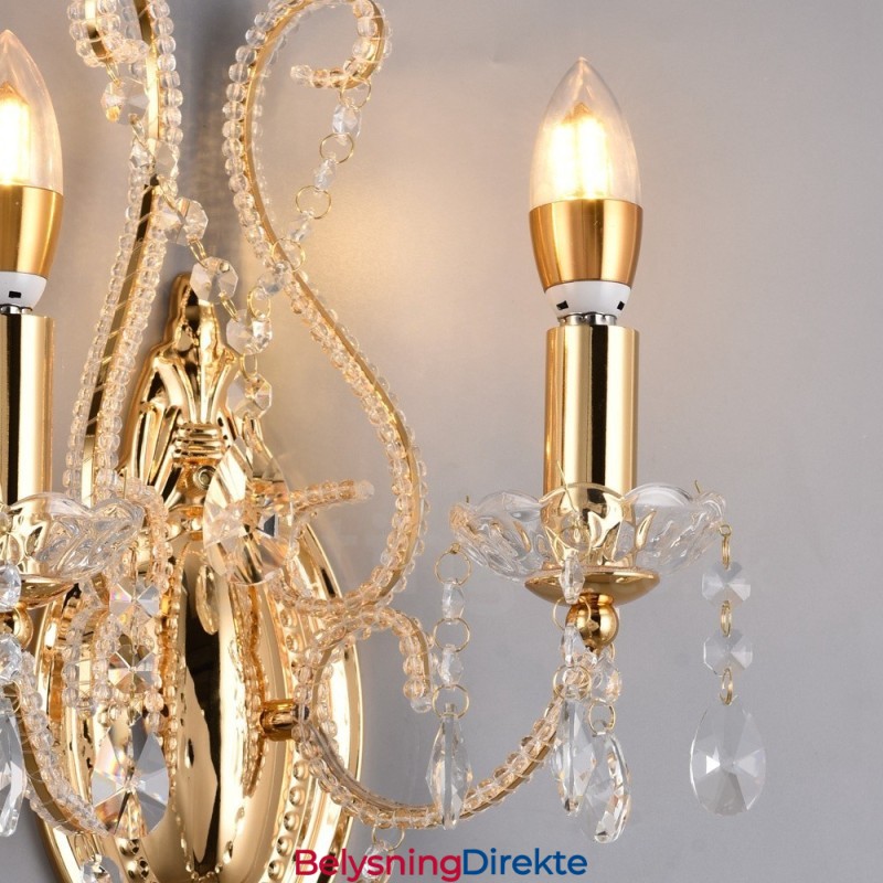 2 Lys Gullsvart Amerikansk Stil Krystallvegglampe Til Stue Spisestue Klesbutikk Kaffebutikk Hotell