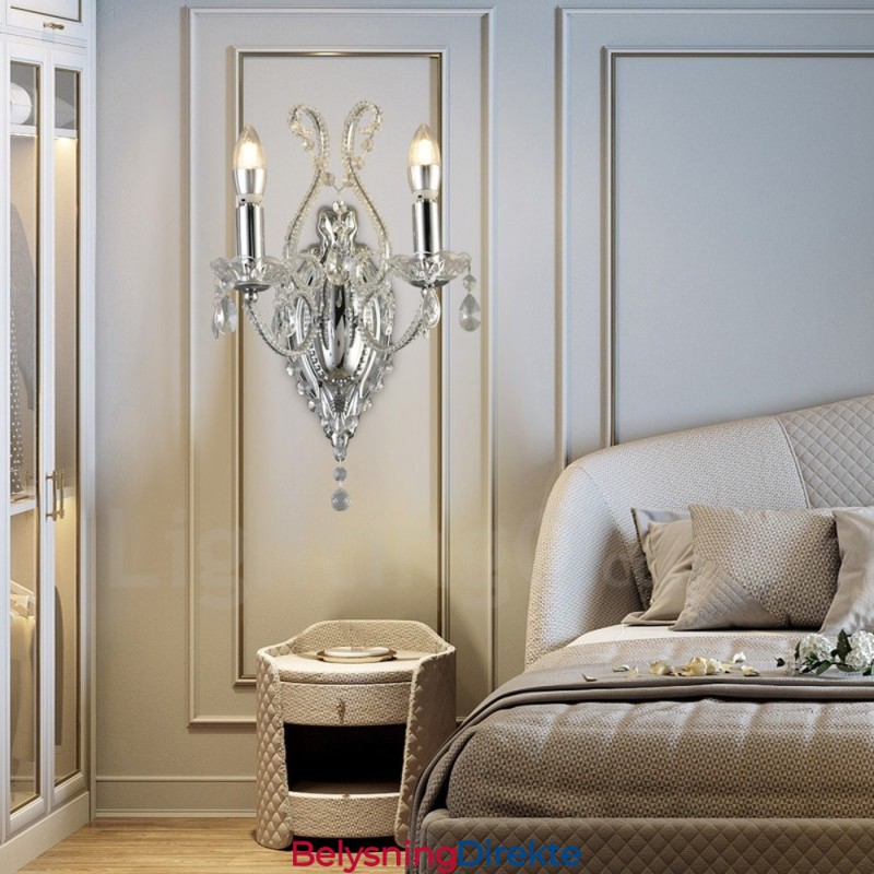 2 Lys Gullsvart Amerikansk Stil Krystallvegglampe Til Stue Spisestue Klesbutikk Kaffebutikk Hotell