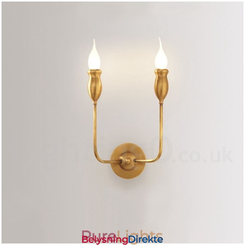 Luksuriøs Rustikk Retro Vintage Messing Vegglampe Med 2 Lys, Spesielt For Hotell, Kontor, Utstillingslokale, Stue, Spisestue