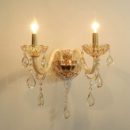 2 Lys Gullfarget K9 Krystalllys Retro Glassvegglampe