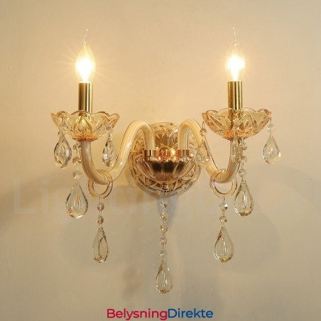 2 Lys Gullfarget K9 Krystalllys Retro Glassvegglampe