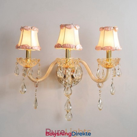 3 Lys Gullfarget K9 Krystalllys Retro Glassvegglampe
