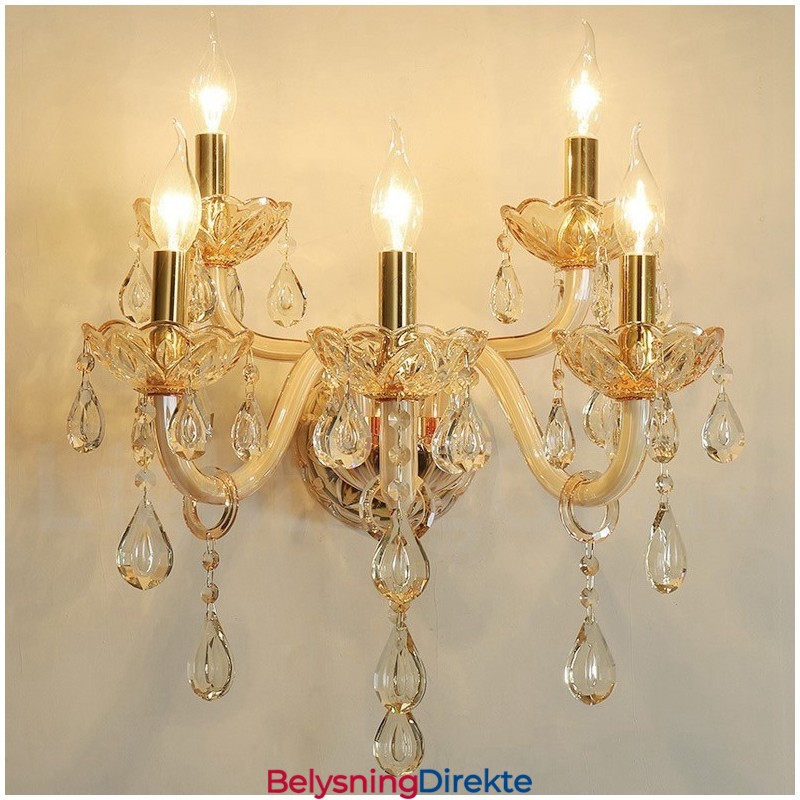 Lys Gullfarget K9 Krystalllys Retro Glassvegglampe