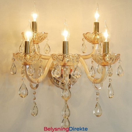 Lys Gullfarget K9 Krystalllys Retro Glassvegglampe
