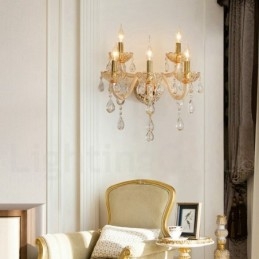 Lys Gullfarget K9 Krystalllys Retro Glassvegglampe