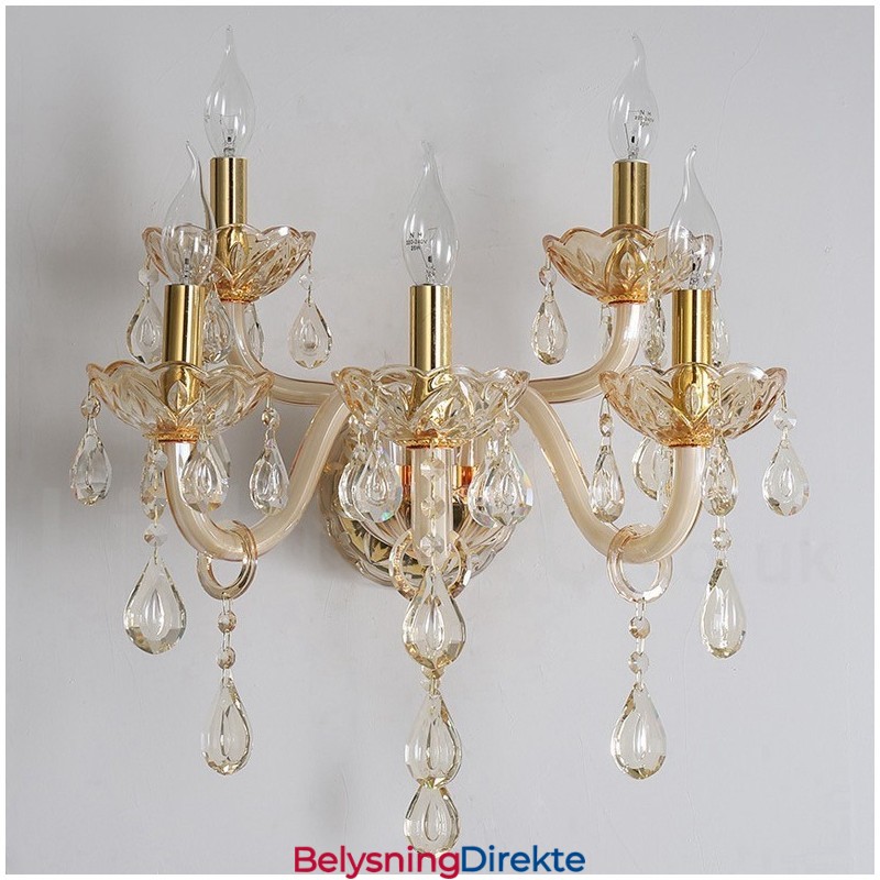 Lys Gullfarget K9 Krystalllys Retro Glassvegglampe