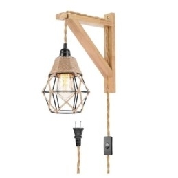 Vegglampe I Jernkunst I Hamptau Med Amerikansk Pastoral Retro-Stil Og Stikkontakt