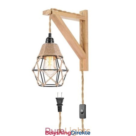 Vegglampe I Jernkunst I Hamptau Med Amerikansk Pastoral Retro-Stil Og Stikkontakt