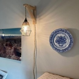 Vegglampe I Jernkunst I Hamptau Med Amerikansk Pastoral Retro-Stil Og Stikkontakt