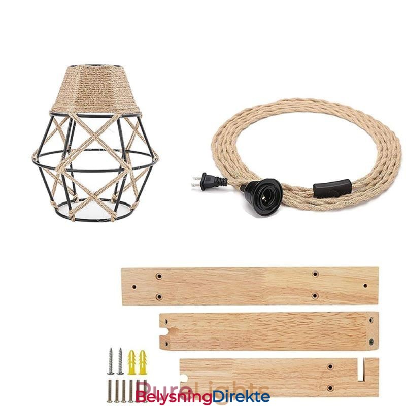 Vegglampe I Jernkunst I Hamptau Med Amerikansk Pastoral Retro-Stil Og Stikkontakt