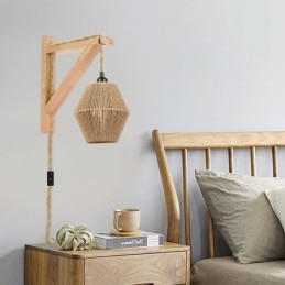 Vegglampe I Papirsnor, Amerikansk Pastoral Retro-Vegglampe Med Stikkontakt