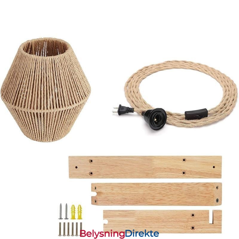 Vegglampe I Papirsnor, Amerikansk Pastoral Retro-Vegglampe Med Stikkontakt