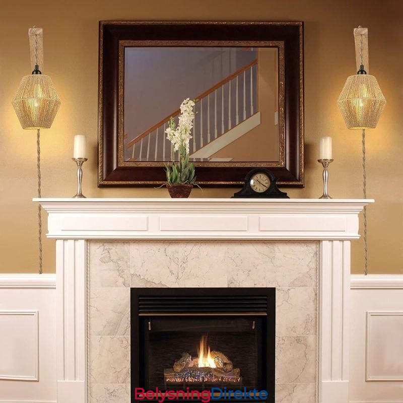 Vegglampe I Papirsnor, Amerikansk Pastoral Retro-Vegglampe Med Stikkontakt