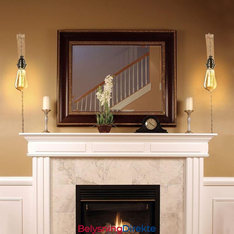 Vegglampe I Massivt Tre, Amerikansk Pastoral Retro Hamptau Med Plugg