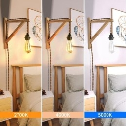 Vegglampe I Massivt Tre, Amerikansk Pastoral Retro Hamptau Med Plugg